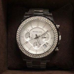 Michael Kors Clear Oversized Watch with Crystals